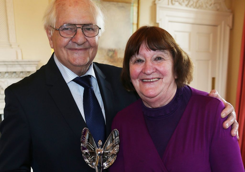 Terry and Anne posing with their award. Image via Pride Of Britain