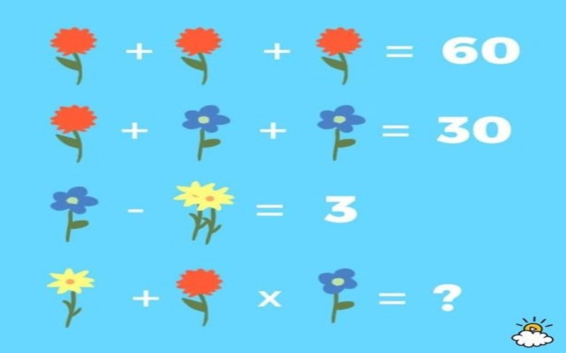 花のイラストを用いた計算問題 一発で正解したら素晴らしい洞察力 Hachibachi