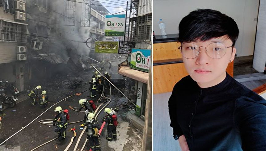 송찬양 씨가 찍은 가스 폭발 사진(좌)와 송찬양씨(우), 출처: Facebook himmsong
