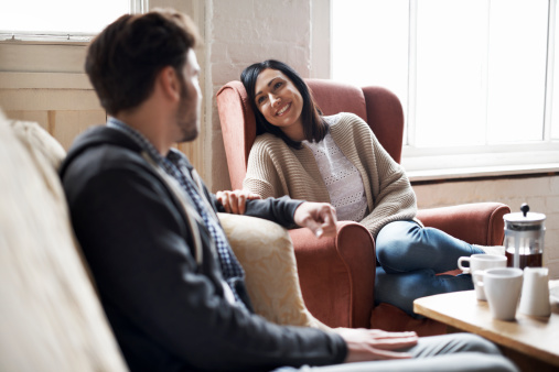 Couple relaxing at home
