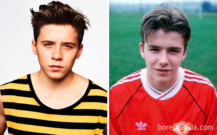 Brooklyn Beckham a los 15 años y David Beckham a los 17 años Brooklyn Beckham At Age 15 And David Beckham At Age 17