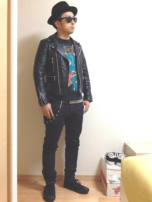 古着コーデ　革ジャン에 대한 이미지 검색결과