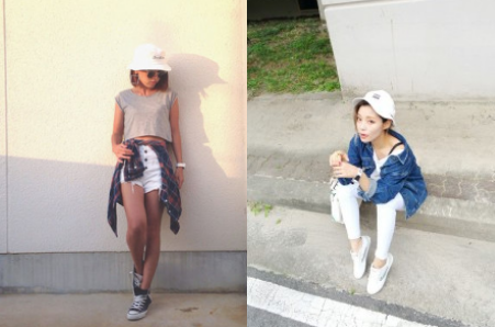 ストリートファッションのレディースコーデ　帽子에 대한 이미지 검색결과