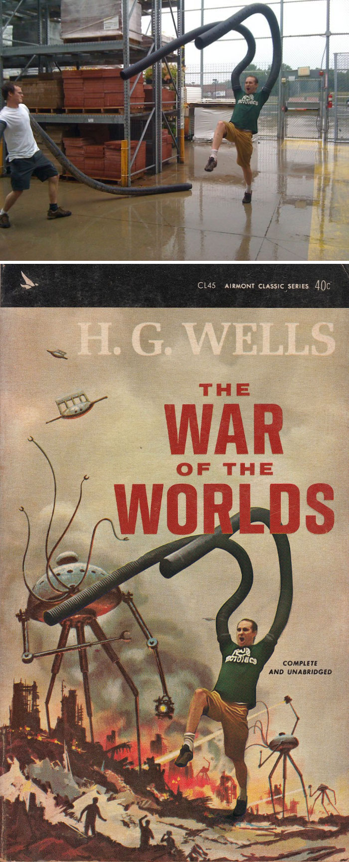 Men Having Fun In A Garden Centre Men Having Fun In A Garden Centre