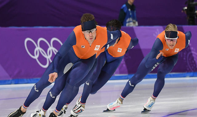 OSEN - 네덜란드 남자팀추월 대표팀의 경기 모습