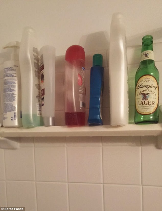 This woman admits that she was reassured to learn that her husband had taken a shower that day after finding a beer bottle on the shelf