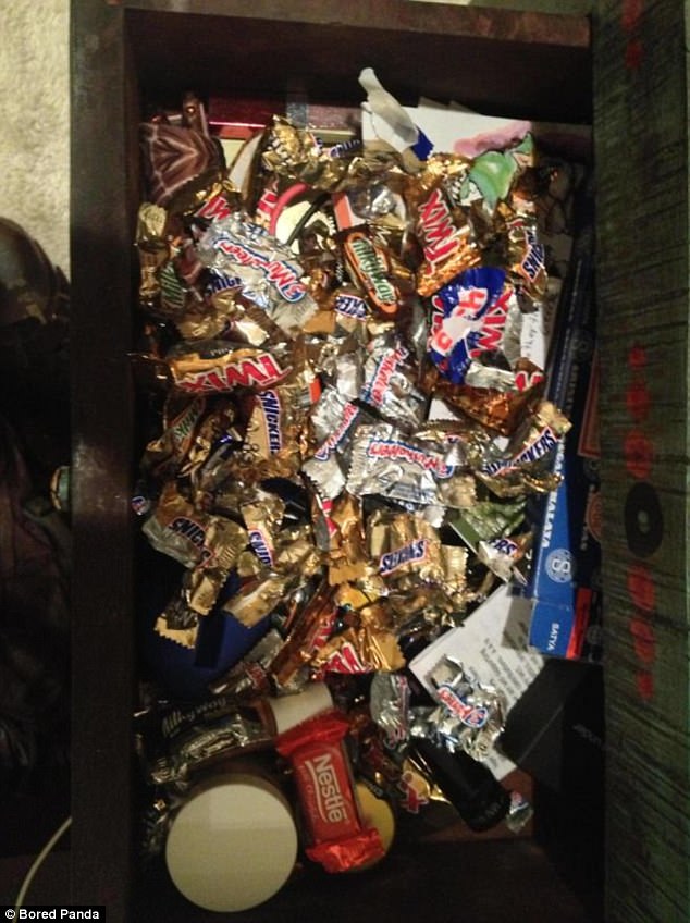 Secret stashes appeared popular among couples with this husband finding his wife