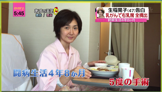 「生稲晃子 乳がん」の画像検索結果