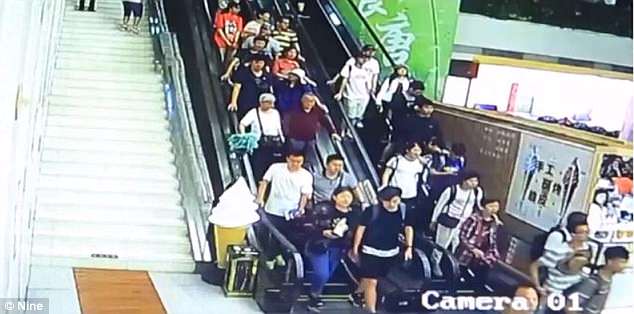 CCTV footage of the roof caving in shows at least 20 people on the elevator at the timeÂ