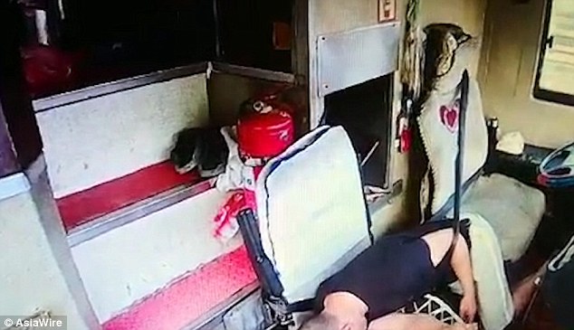 He fell unconscious and fell to the side and left the coach went out of control for half a minute