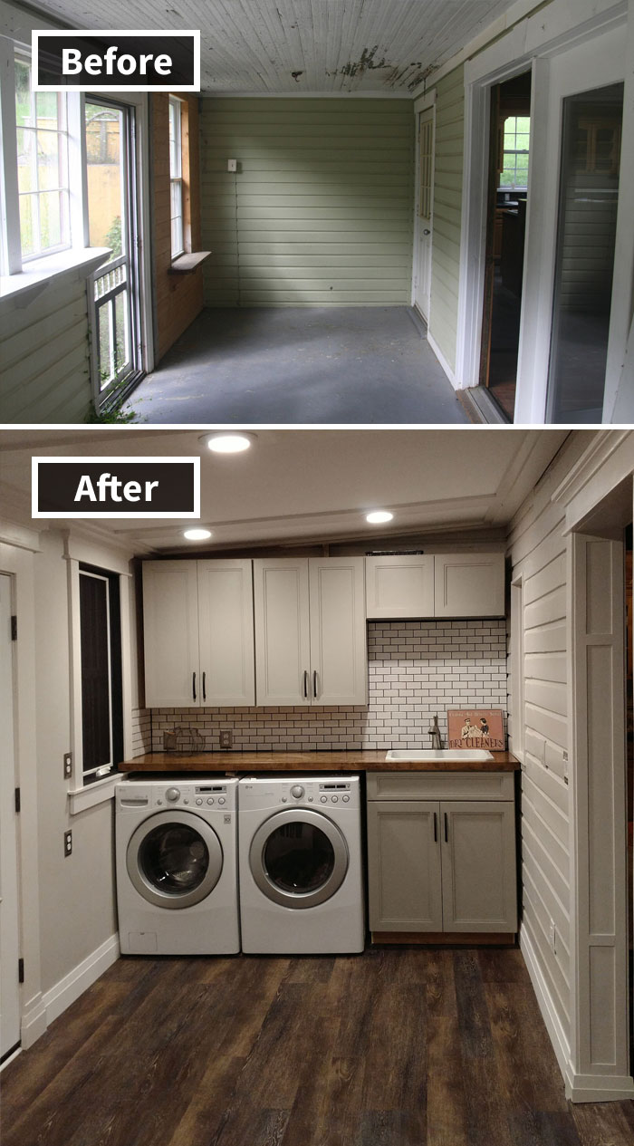 I Renovated My Ugly Sunroom Into A Laundry Room