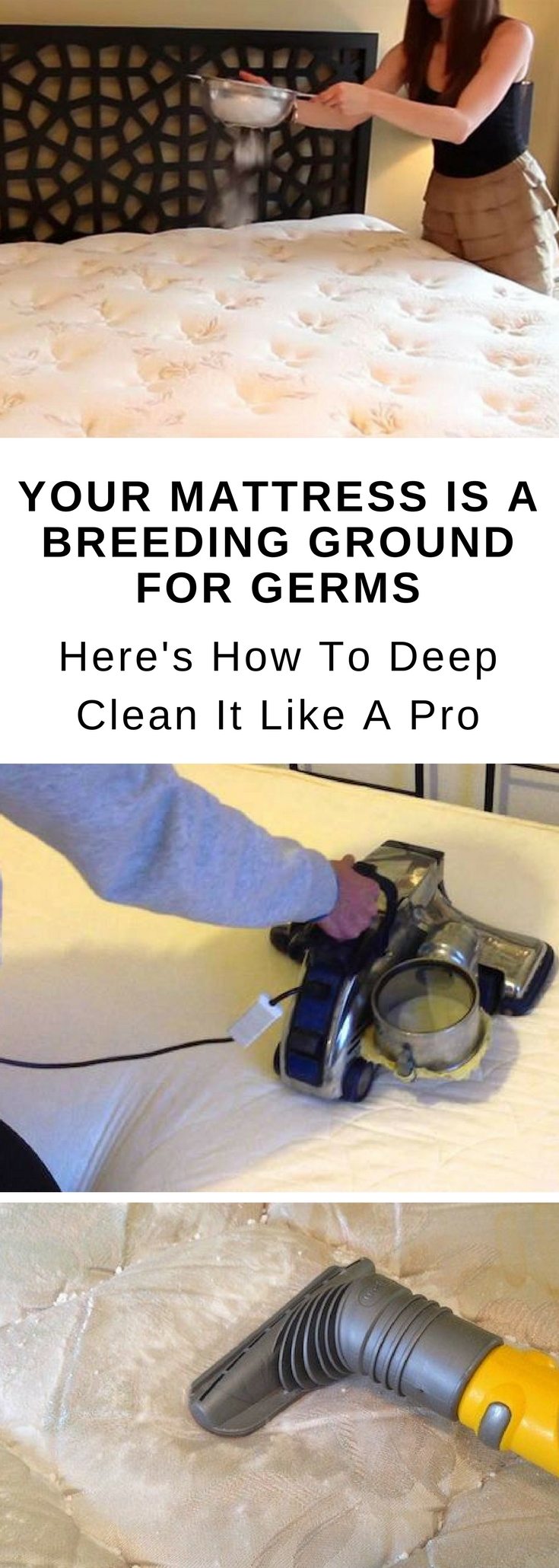 deep clean mattress with baking soda and vacuum in 5 easy steps to get rid of germs, stains, and smells