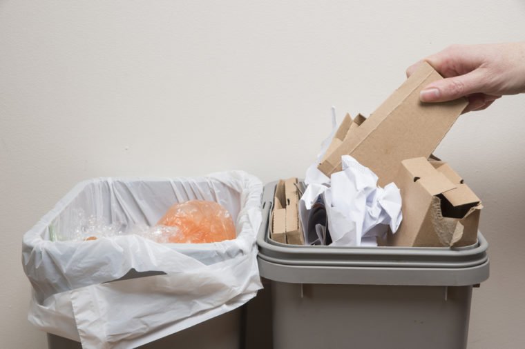 Recycling bins in home are full