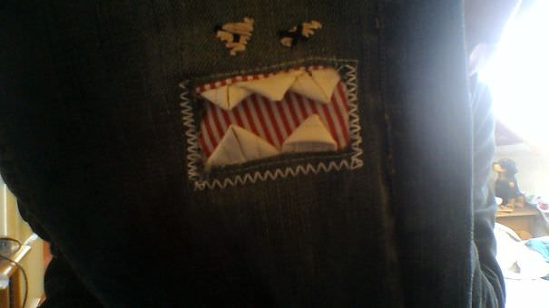 Mom Fixed Up A Knee Hole In My Pants. I