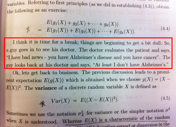Statistics Textbook Making Fun Of A Crippling, Destructive Disease 