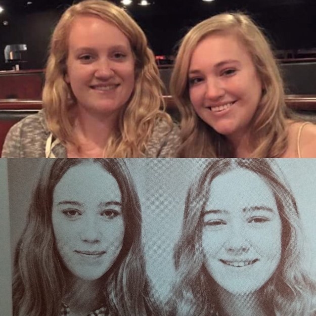 "My mom and aunt who are twins on bottom and my sister and I (2 years apart) on top." —mackenziea453883cdd