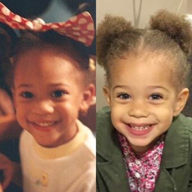 "Me on the left and my daughter, Astrid, on the right. Both at the age of 3." —amaraholypurplejesusm