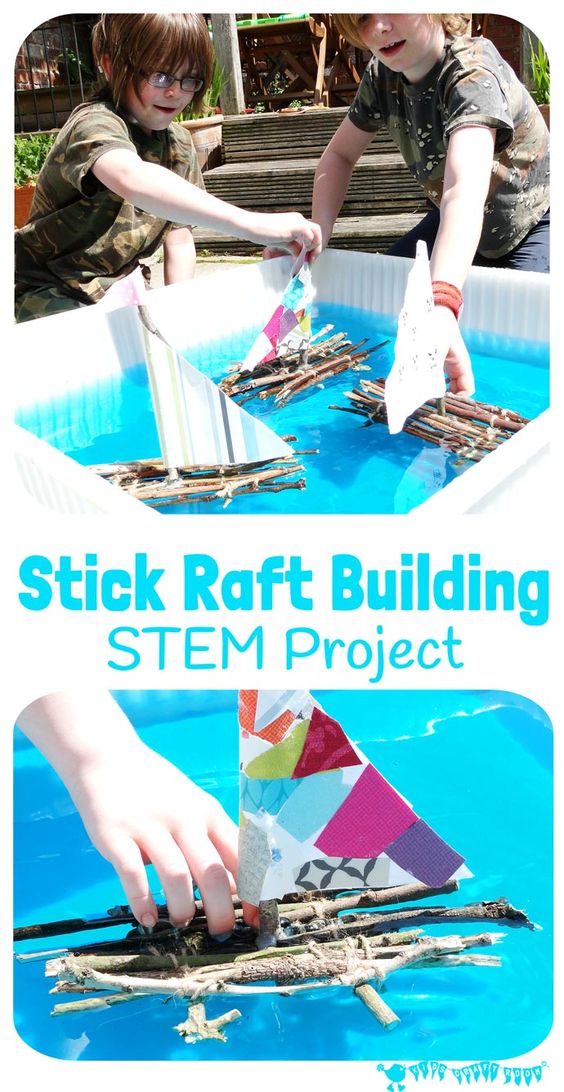 Stick Raft Building STEM Project. Can you build a raft that really floats? How much weight can your stick raft carry? Can your raft cope in a real stream? This STEM challenge is great fun for kids and a super way to get them stretching and developing their skills and engaging with Nature.