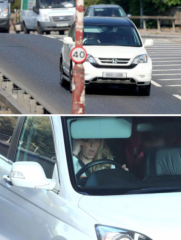 Woman Caught Applying Make-Up While Driving Down Busy Road With A Child In Back Of Car