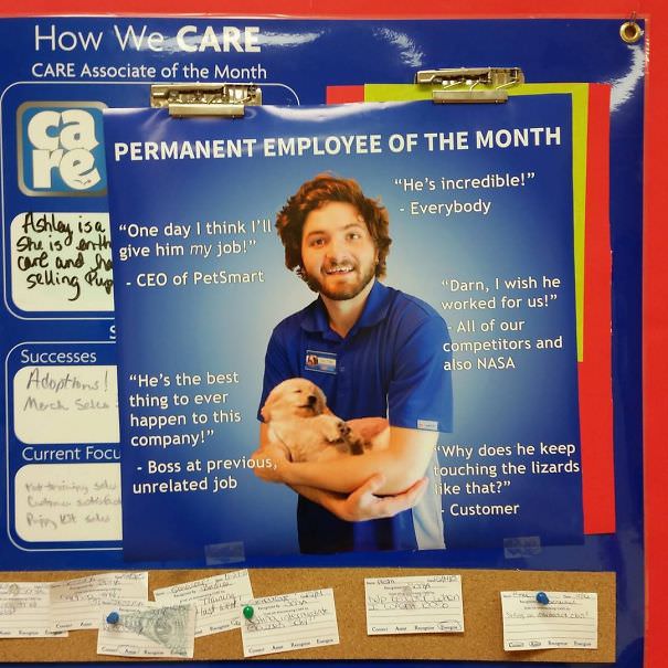  For My Last Day Of Work At The Pet Store, I Made Myself Employee Of The Month
