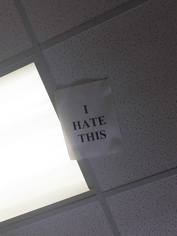 Sign Taped To The Ceiling Of My OBGYN’s Exam Room. Amen