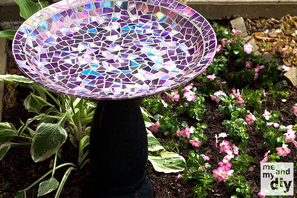 Mosaic Tile Birdbath