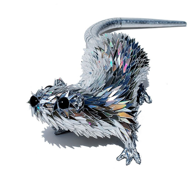 Animal Sculptures Made Of Shattered Cds