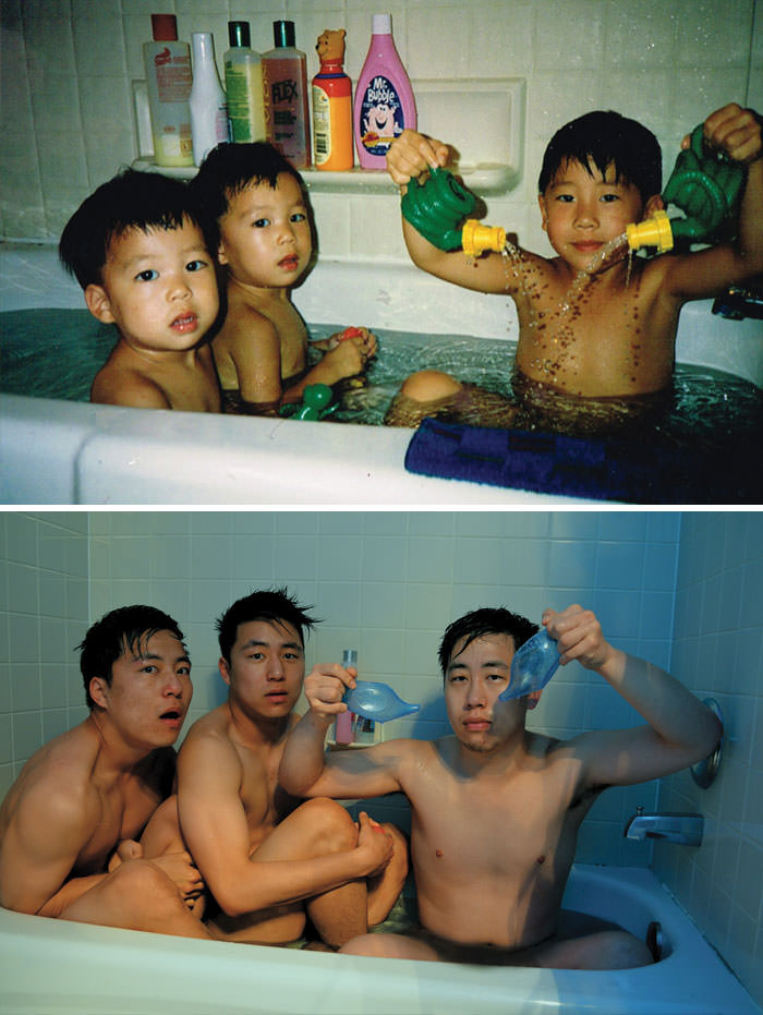Brothers In A Bathtub. 20 Years Apart