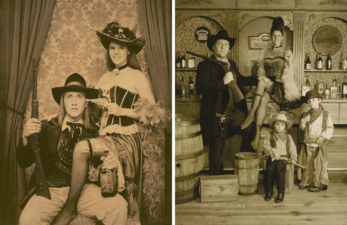 As Teenagers On Our First Date We Took An "Old West" Photo. Exactly 20 Years Later We Took Another One
