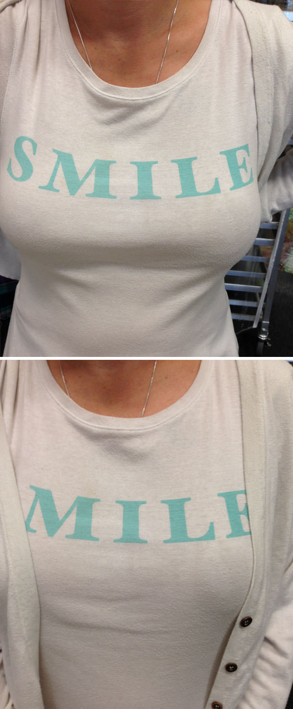  Wife: "All Our Customers Were So Cheery Today! They All Smiled!" - And Then I Saw Her Shirt