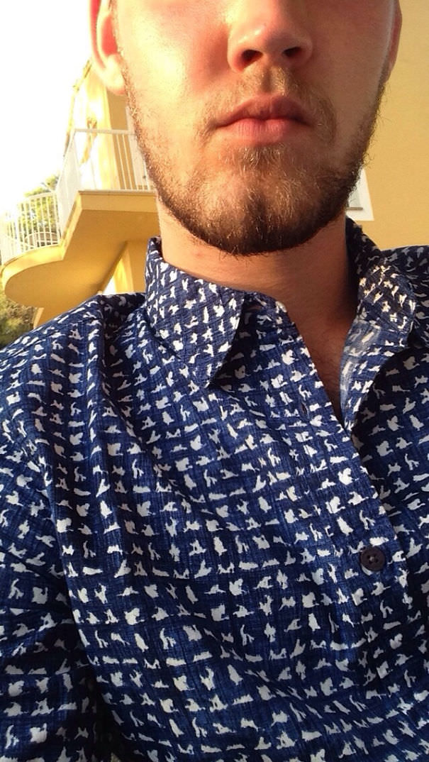  My Sister Was The First To Notice What The Print On My New Shirt Was, During Dinner At A Fancy Restaurant And The Celebration Of My Grandfathers 90th Birthday! Laughs Were Had