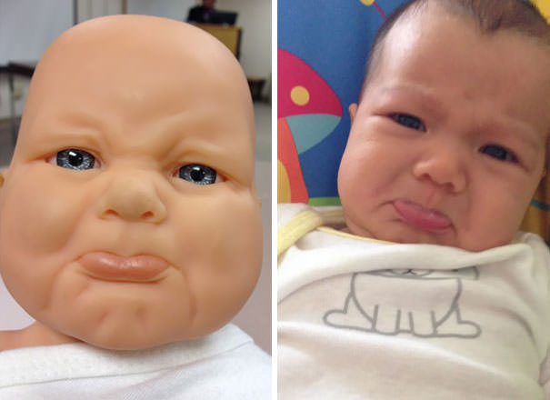  Baby On The Left Is A Doll From Our Parenting Class In February. Baby On The Right Is Our Daughter Who Was Born 2 Months Later