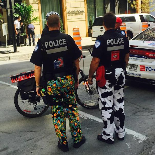  Police In Montreal Are Refusing To Wear Their Work Pants As A Part Of A Labor Dispute