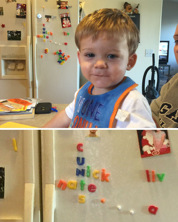 I Sent This Picture To Most Of My Family. I Just Now Noticed What My Dad Did To My Fridge In The Background...