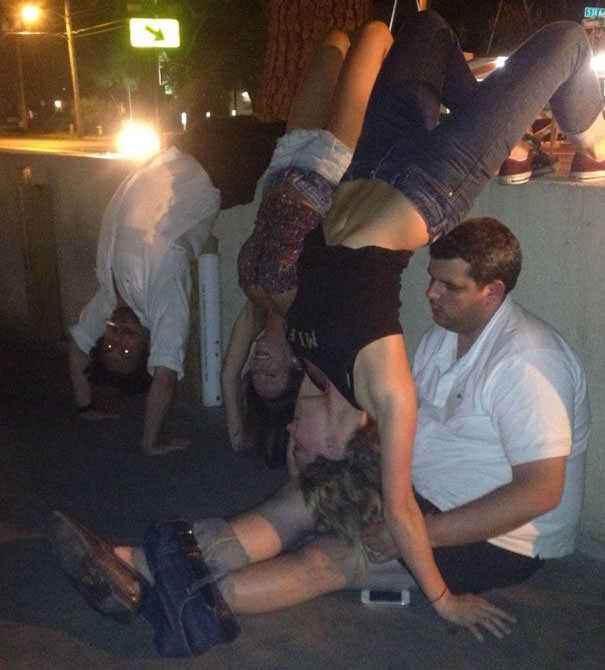  We Work At A Bar, After Closing Down (At 4am) We Walked Out To Find This Guy; Pants Down, Passed Out. We Took A Picture And Then Took One On His Phone For Him. (We Also Woke Him Up And Put Him In A Cab) But At Least He Got A Pic When He Woke Up