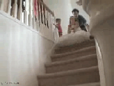 child falls down stairs