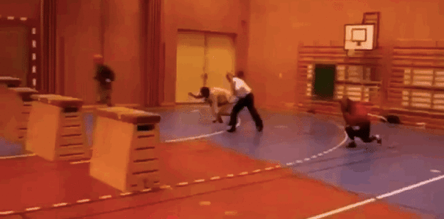 falling over in gym class