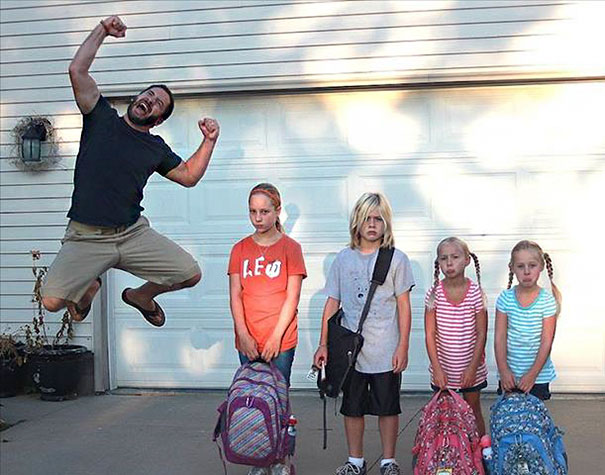 Parents celebrate the day their kids go back to school