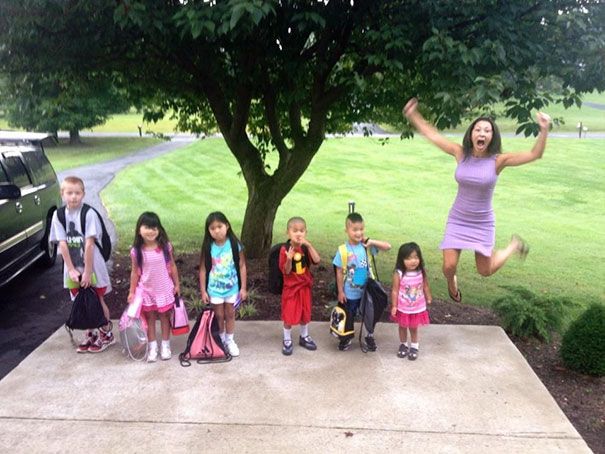 Parents celebrate the day their kids go back to school