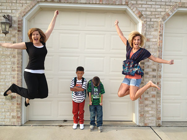 Parents celebrate the day their kids go back to school