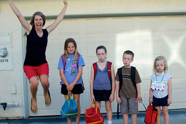 Parents celebrate the day their kids go back to school