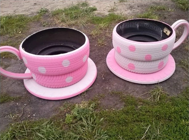 Tire Tea Cup Planters