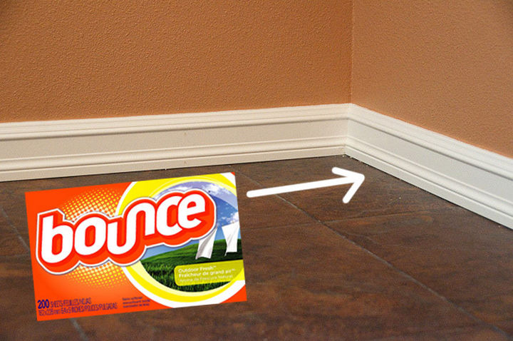 16 Cleaning Tips and Hacks - Keep your baseboards clean with dryer sheets.