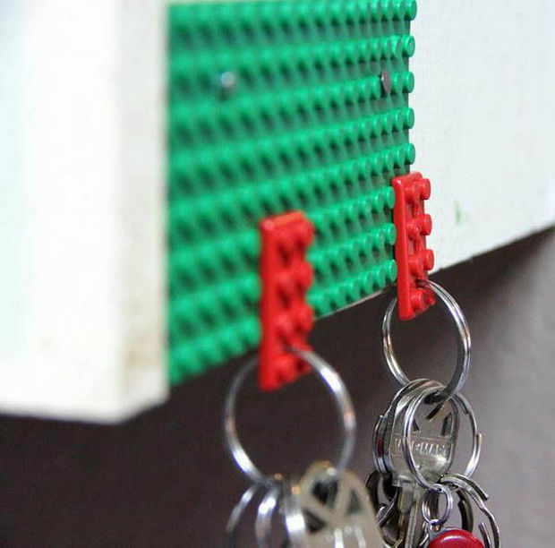 18 Upcycling Ideas - Use LEGO bricks to securely hold and organize your keys.