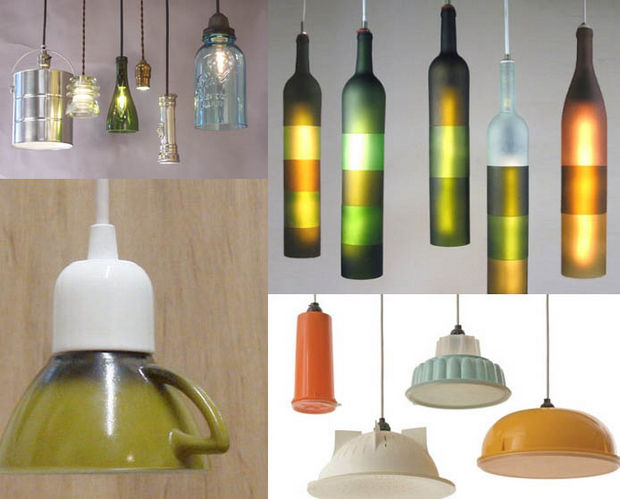 18 Upcycling Ideas - Transform old bottles or cups into unique lighting fixtures.