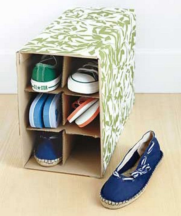 18 Upcycling Ideas - Transform a wine box into a decorative shoe box.