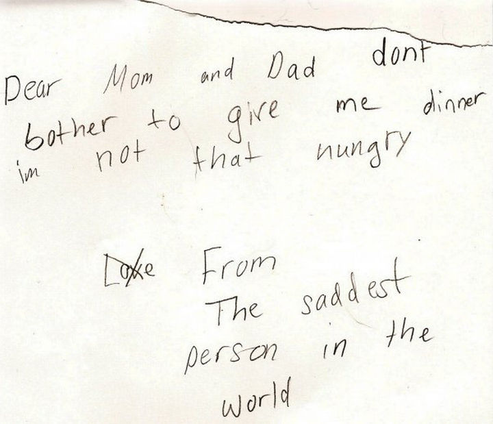 19 Clever Kids - This little girl wrote a letter to her parents after she was sent to her room for bad behavior. Note how she crossed out 