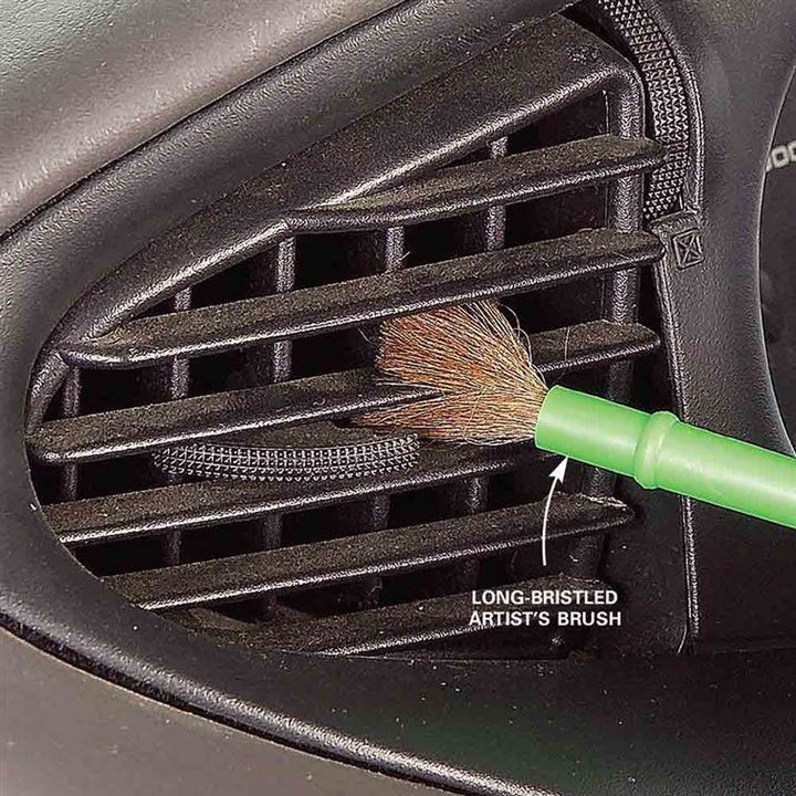 35 House Cleaning Tips - Brushing out your vehicle air vents.