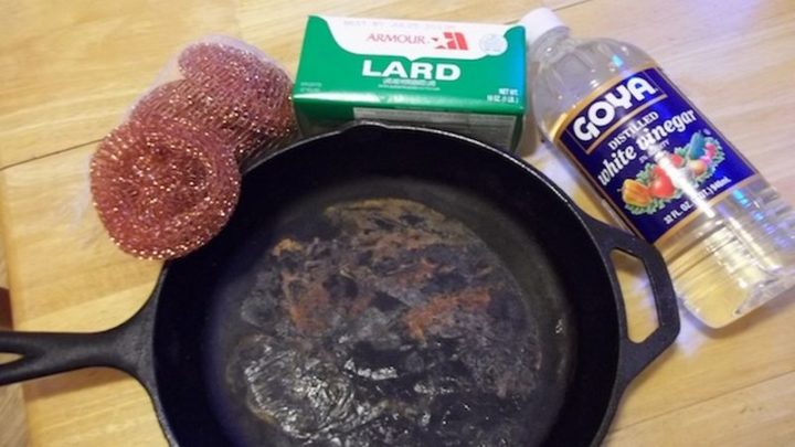 35 House Cleaning Tips - Removing rust from cast iron cookware.
