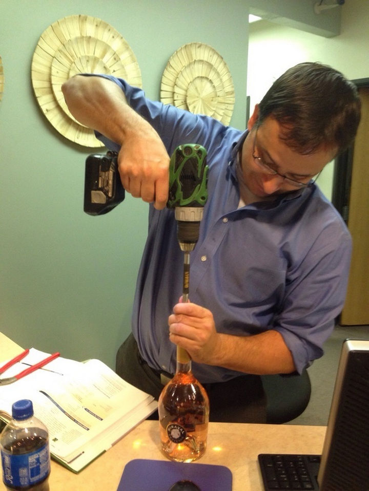 51 Crazy Life Hacks - Even without a corkscrew, people will always find a way to open a wine bottle.